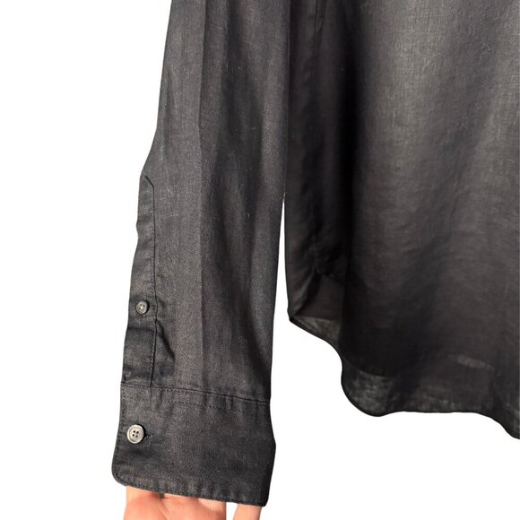 GAP 100% Linen Long Sleeve Black Tunic Top Blouse with Chest Pocket - Picture 5 of 6